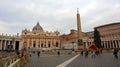 Vatican - Saint Peter square at Christmas with 2022 Nativity sceneÃÂ and Christmas tree in front of St. Peter's Basilica Royalty Free Stock Photo